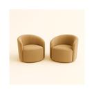 Kit 02 Poltronas Curva Orgânica Nature Gaia Suede Cappuccino - Montanaris Decor