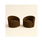 Kit 02 Poltronas Curva Orgânica Nature Gaia Suede Marrom - Montanaris Decor