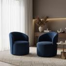 Kit 02 Poltronas Curva Orgânica Nature Gaia Veludo Azul Marinho - Montanaris Decor