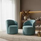 Kit 02 Poltronas Curva Orgânica Nature Gaia Veludo Azul Turquesa - Montanaris Decor