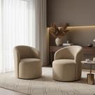 Kit 02 Poltronas Curva Orgânica Nature Gaia Veludo Bege - Montanaris Decor