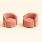 Kit 02 Poltronas Curva Orgânica Nature Gaia Veludo Rosa - Montanaris Decor