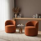 Kit 02 Poltronas Curva Orgânica Nature Gaia Veludo Terracota - Montanaris Decor