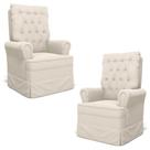 Kit 02 Poltronas de Amamentação e Descanso Com Balanço Laís G05 Veludo Creme - Mpozenato Kit 02 Poltronas de Amamentação e Descanso Com Balanço Laís G05 Veludo Creme - Mpozenato