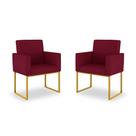 Kit 02 Poltronas Decorativa 13 Cores - Base Ferro Dourado