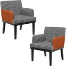 Kit 02 Poltronas Decorativa Base Tabaco Beatriz W01 Suede Pied Poule Material Sintético Camel - Lyam Decor