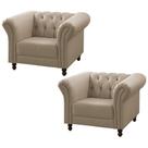 Kit 02 Poltronas Decorativa Bérgamo Couro Bege 66 - Gran Belo