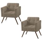 Kit 02 Poltronas Decorativa Bia Couro Bege 66 - Gran Belo