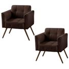 Kit 02 Poltronas Decorativa Bia Couro Conhaque - Gran Belo
