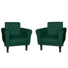 Kit 02 Poltronas Decorativa Classic Capitonê Suede Várias Cores - DS Estofados
