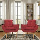 Kit 02 poltronas decorativa confortável Opala para sala, quarto, recepção e escritório - Vermelha - Porto Decor