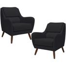Kit 02 Poltronas Decorativa de Sala de Estar e Recepção Gooby D02 Veludo Preto D-300 - Lyam Decor
