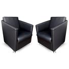 Kit 02 Poltronas Decorativa e Escritório Tilla Plus material sintético Preto - DS Móveis