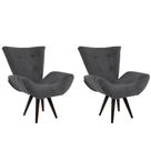 Kit 02 Poltronas Decorativa Emilia Pés Tabaco Suede Cinza