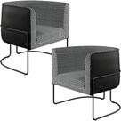 Kit 02 Poltronas Decorativa Fixa Base Aço Preto Betina D02 Pied Poule Material Sintético Preto - Lyam Decor