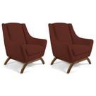 Kit 02 Poltronas Decorativa Fixa Base de Madeira Juliet D02 Veludo Terracota D-262 - Lyam Decor