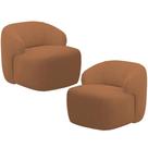 Kit 02 Poltronas Decorativa Fixa Orgânica Para Sala Living Barolo L06 Bouclê Terracota - Lyam Decor Kit 02 Poltronas Decorativa Fixa Orgânica Para Sala Living Barolo L06 Bouclê Terracota - Lyam Decor