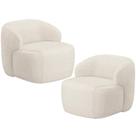 Kit 02 Poltronas Decorativa Fixa Orgânica Para Sala Living Barolo L06 Linho Mescla - Lyam Decor