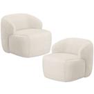 Kit 02 Poltronas Decorativa Fixa Orgânica Para Sala Living Barolo L06 Linho Mescla - Lyam Decor