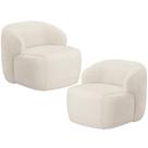 Kit 02 Poltronas Decorativa Fixa Orgânica Para Sala Living Barolo L06 Linho Mescla - Lyam Decor