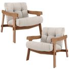 Kit 02 Poltronas Decorativa Fixa Para Sala Living Ikary L02 Canela Linho Cru - Lyam Decor