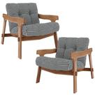 Kit 02 Poltronas Decorativa Fixa Para Sala Living Ikary L02 Canela Pied Poule - Lyam Decor