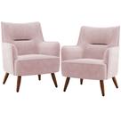 Kit 02 Poltronas Decorativa Fixa Pés de Madeira Isabella D02 Veludo Rosê D-305 - Lyam Decor