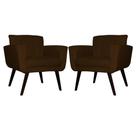 Kit 02 Poltronas Decorativa Geovana Pés Palito Tabaco Suede Marrom - DS Estofados Kit 02 Poltronas Decorativa Geovana Pés Palito Tabaco Suede Marrom - DS Estofados