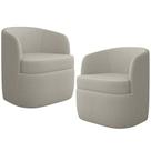 Kit 02 Poltronas Decorativa Giratória para Sala de Estar Siena K01 Bouclê Bege - Lyam Decor