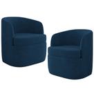 KIT 02 Poltronas Decorativa Giratória Para Sala de Estar Siena K01 Veludo Azul Marinho - Lyam Decor