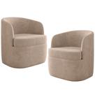 Kit 02 Poltronas Decorativa Giratória para Sala de Estar Siena K01 Veludo Bege - Lyam Decor