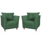 Kit 02 Poltronas Decorativa Isis Pés de Madeira Suede Verde - DS Estofados
