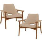 Kit 02 Poltronas Decorativa Living Base Madeira Becker L02 Linho Bege Escuro Kit 02 Poltronas Decorativa Living Base Madeira Becker L02 Linho Bege Escuro