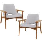 Kit 02 Poltronas Decorativa Living Base Madeira Becker L02 Linho Cinza Kit 02 Poltronas Decorativa Living Base Madeira Becker L02 Linho Cinza