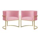 Kit 02 Poltronas Decorativa Luana Base em Metal Bronze Suede - MALTA DECOR