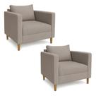 Kit 02 Poltronas Decorativa Milena Linho Pés de Madeira - Pallazio