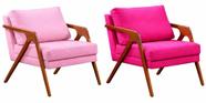 Kit 02 Poltronas Decorativa Mona Luxo Base De Madeira Maciça Sala Recepção Veludo Rosa Claro Pink Eli Móveis e Decoração