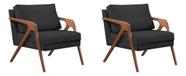 Kit 02 Poltronas Decorativa Mona Luxo Madeira Para Sala Recepção Escritório Veludo Preto Lupesa Móveis Ltda