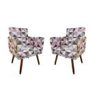 Kit 02 Poltronas Decorativa Nina Rodapé Suede Triangulo Rosa