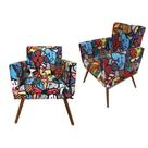 Kit 02 Poltronas Decorativa Nina Suede Romero Bicho Rodapé