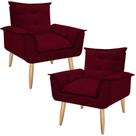 Kit 02 Poltronas Decorativa Opala Sala Recepção Quarto Suede Marsala - Mercado dos Móveis Kit 02 Poltronas Decorativa Opala Sala Recepção Quarto Suede Marsala - Mercado dos Móveis