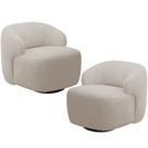 Kit 02 Poltronas Decorativa Orgânica Giratória Para Sala Living Barolo L06 Bouclê Bege - Lyam Decor Kit 02 Poltronas Decorativa Orgânica Giratória Para Sala Living Barolo L06 Bouclê Bege - Lyam Decor
