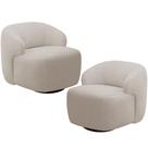Kit 02 Poltronas Decorativa Orgânica Giratória Para Sala Living Barolo L06 Bouclê Bege - Lyam Decor