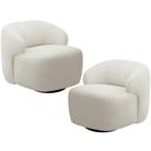 Kit 02 Poltronas Decorativa Orgânica Giratória Para Sala Living Barolo L06 Bouclê Off White - Lyam Decor
