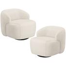 Kit 02 Poltronas Decorativa Orgânica Giratória Para Sala Living Barolo L06 Linho Mescla - Lyam Decor