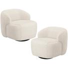 Kit 02 Poltronas Decorativa Orgânica Giratória Para Sala Living Barolo L06 Linho Mescla - Lyam Decor