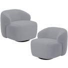Kit 02 Poltronas Decorativa Orgânica Giratória Para Sala Living Barolo L06 Veludo Cinza - Lyam Decor Kit 02 Poltronas Decorativa Orgânica Giratória Para Sala Living Barolo L06 Veludo Cinza - Lyam Decor