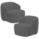 Kit 02 Poltronas Decorativa Orgânica Giratória Para Sala Living Barolo L06 Veludo Grafite - Lyam Decor Kit 02 Poltronas Decorativa Orgânica Giratória Para Sala Living Barolo L06 Veludo Grafite - Lyam Decor