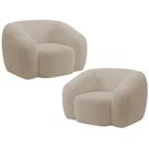 Kit 02 Poltronas Decorativa Orgânica Para Sala Living Emery M05 Bouclê Creme - Lyam Decor