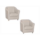 Kit 02 Poltronas Decorativa Para Escritório E Sala De Estar Tilla Tecido material sintético Branco